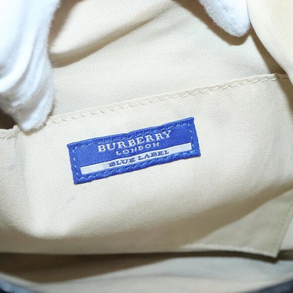 BURBERRY Nova Check Blue Label Shoulder Bag Nylon White Auth - Picture 12 of 16